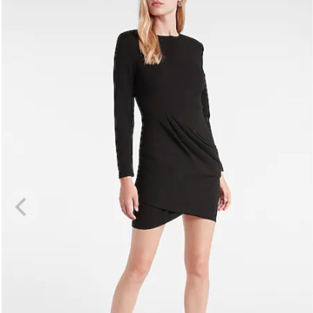 NWT Express Faux Wrap Front Strong Shoulder Mini Dress